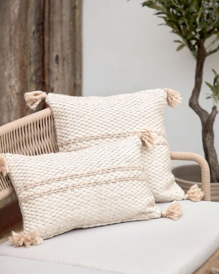Funda de cojín Kaie 100% PET beige 45 x 45 cm
