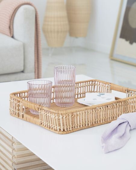 Vaso grande Savelia de vidrio rosa claro