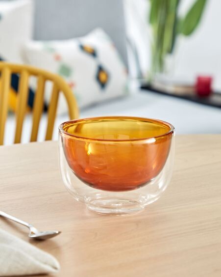 Bol Braulia de cristal naranja y transparente