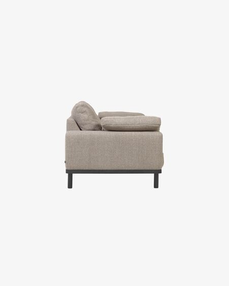 Sofá Noa 3 plazas con cojines beige patas acabado oscuro 230 cm