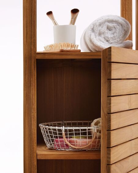 Estantería de baño Kuveni de madera maciza de teca 40 x 182 cm