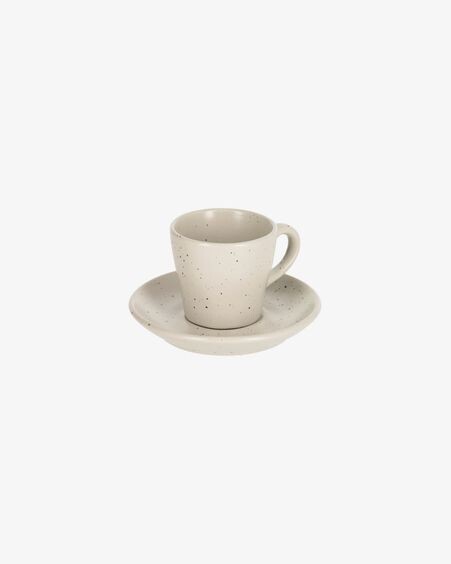 Taza de café con plato Aratani de cerámica blanco