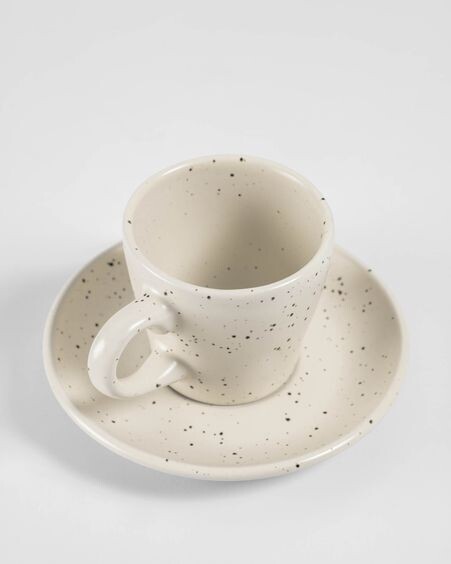 Taza de café con plato Aratani de cerámica blanco