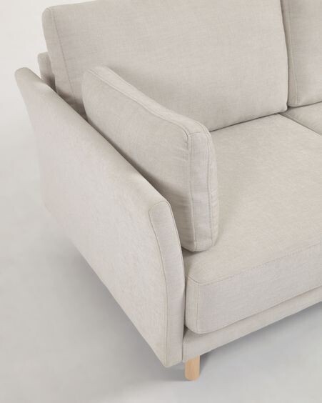 Sofá Gilma 3 plazas con chaise longue derecho/izquierdo beige y patas natural 260 cm