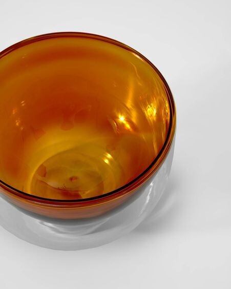 Bol Braulia de cristal naranja y transparente
