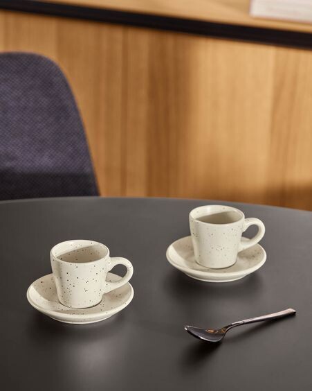 Taza de café con plato Aratani de cerámica blanco