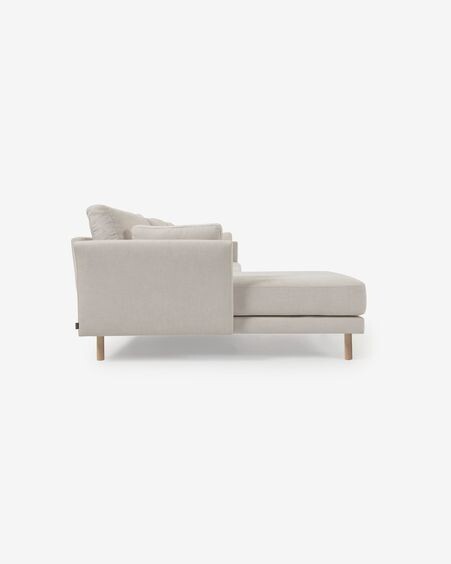 Sofá Gilma 3 plazas con chaise longue derecho/izquierdo beige y patas natural 260 cm