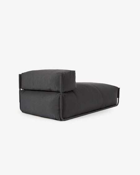 Puf sofá modular longue con respaldo exterior Square gris oscuro aluminio negro 165x101 cm