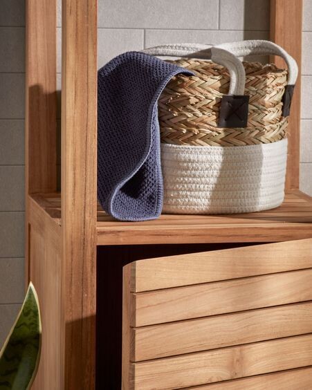 Estantería de baño Kuveni de madera maciza de teca 40 x 182 cm