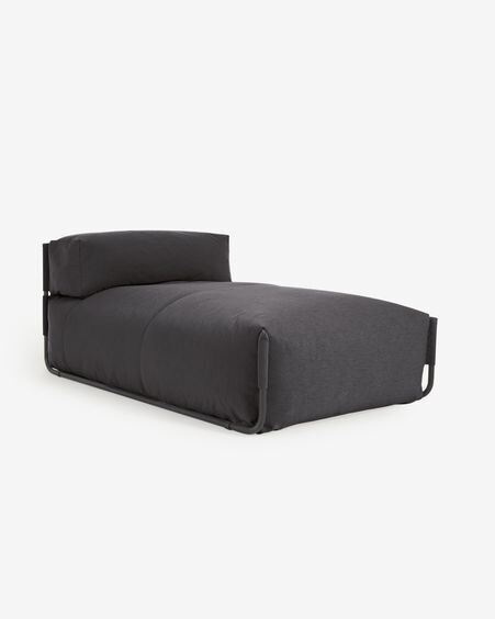 Puf sofá modular longue con respaldo exterior Square gris oscuro aluminio negro 165x101 cm