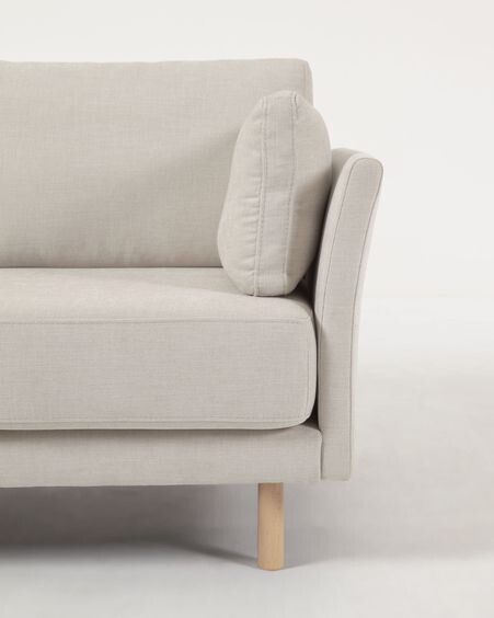 Sofá Gilma 3 plazas con chaise longue derecho/izquierdo beige y patas natural 260 cm