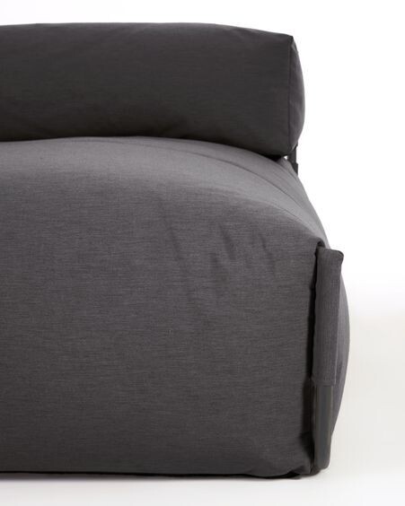Puf sofá modular longue con respaldo exterior Square gris oscuro aluminio negro 165x101 cm