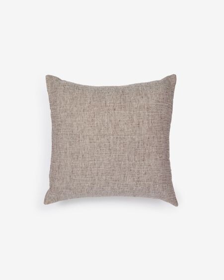 Funda de cojín Casilda de lino y algodón marrón 45 x 45 cm