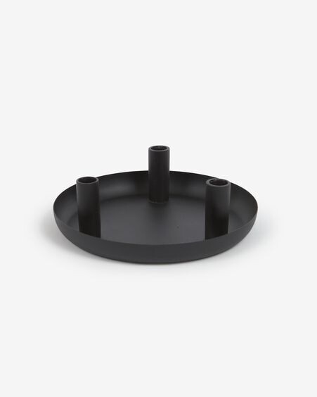 Candelabro Eire de metal negro 8 cm