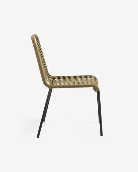 Silla Lambton de cuerda marrón y acero con acabado negro