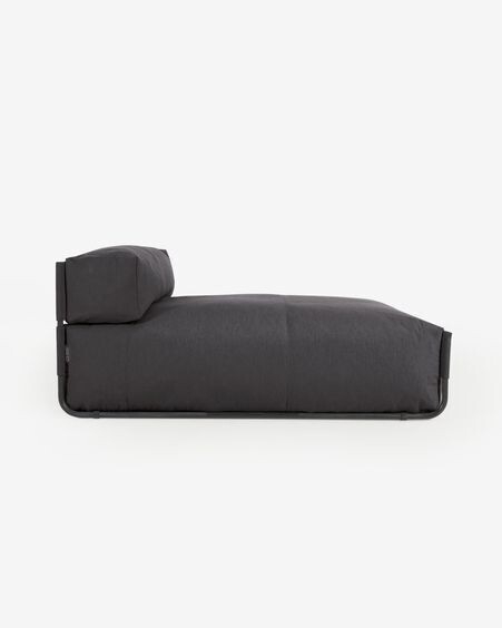 Puf sofá modular longue con respaldo exterior Square gris oscuro aluminio negro 165x101 cm