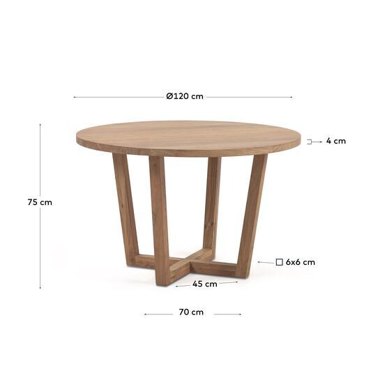 Mesa redonda Nahla de madera maciza de acacia con acabado natural Ø 120 cm