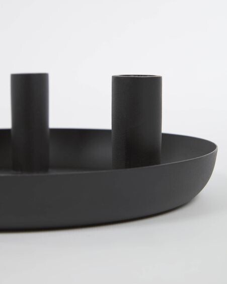 Candelabro Eire de metal negro 8 cm