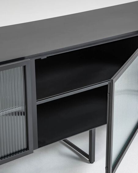 Mueble TV Trixie acero con acabado negro 180 x 58 cm