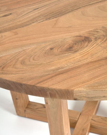 Mesa redonda Nahla de madera maciza de acacia con acabado natural Ø 120 cm