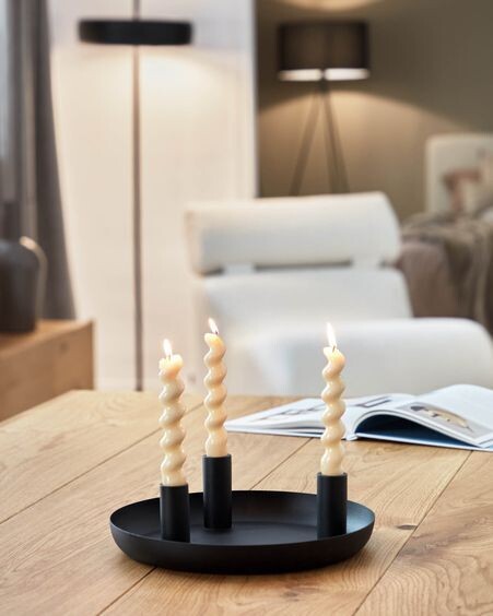 Candelabro Eire de metal negro 8 cm
