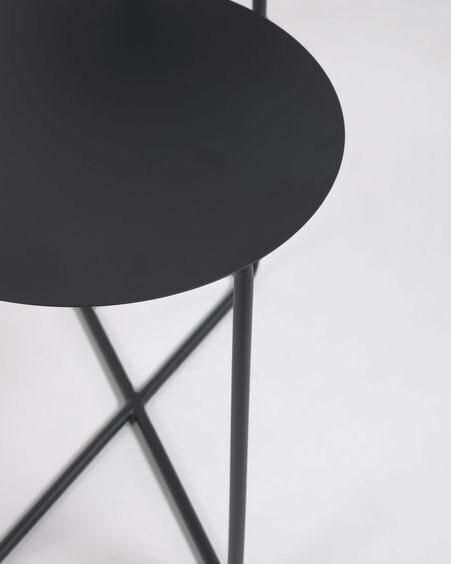 Mesa auxiliar redonda Vidalita metal negro 56,5 x 35 cm