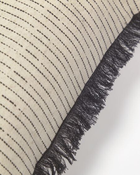 Funda de cojín Brigida de algodón y lino beige y negro 45 x 45 cm