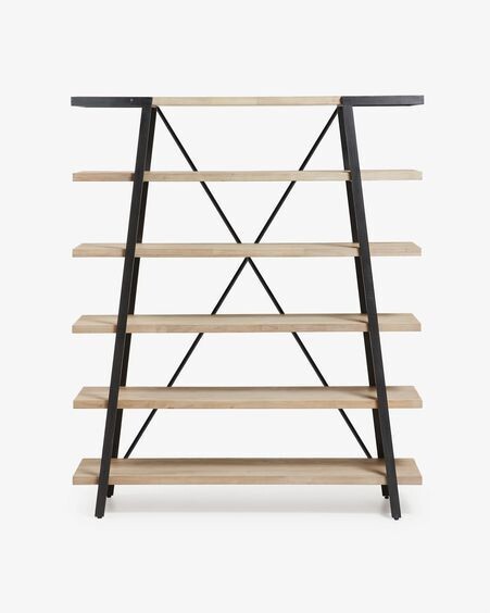 Estantería Thinh de madera maciza de acacia y acero con acabado negro 150 x 180 cm