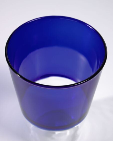 Vaso Diara vidrio transparente y azul