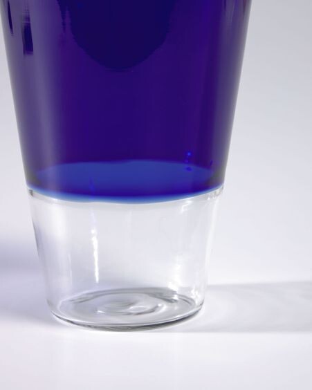 Vaso Diara vidrio transparente y azul