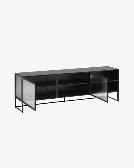 Mueble TV Trixie acero con acabado negro 180 x 58 cm