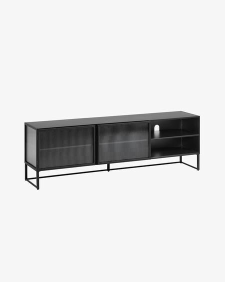 Mueble TV Trixie acero con acabado negro 180 x 58 cm