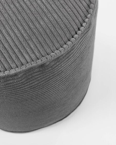 Puf pequeño Wilma pana gruesa gris Ø 40 cm