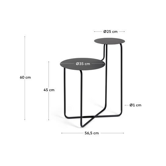 Mesa auxiliar redonda Vidalita metal negro 56,5 x 35 cm