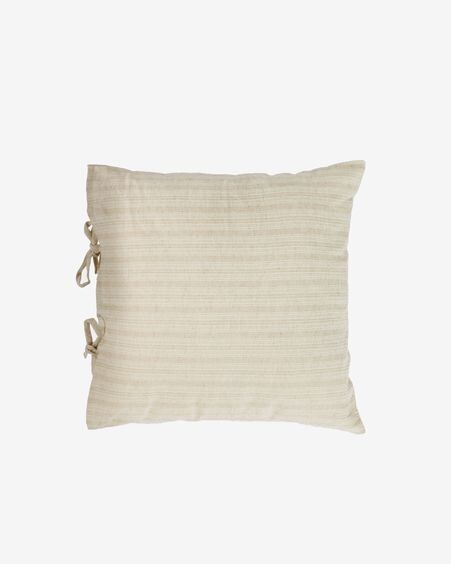 Funda cojín Etna 100% lino rayas beige 45 x 45 cm