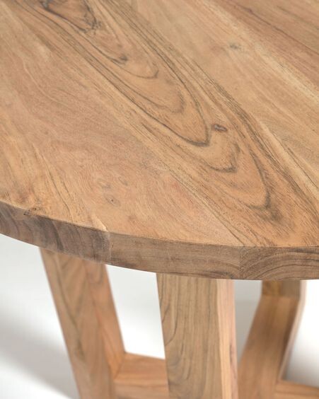 Mesa redonda Nahla de madera maciza de acacia con acabado natural Ø 90 cm