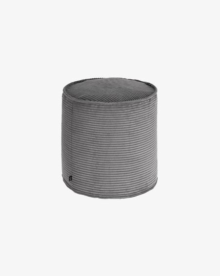 Puf pequeño Wilma pana gruesa gris Ø 40 cm