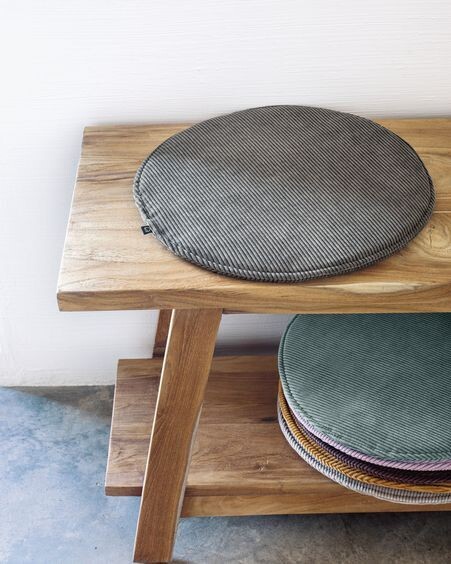 Cojín para silla redondo Sora pana gris Ø 35 cm