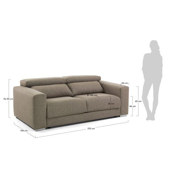 Sofá Atlanta 3 plazas marrón 210 cm