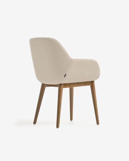 Silla Konna beige y patas de chapa de fresno acabado oscuro