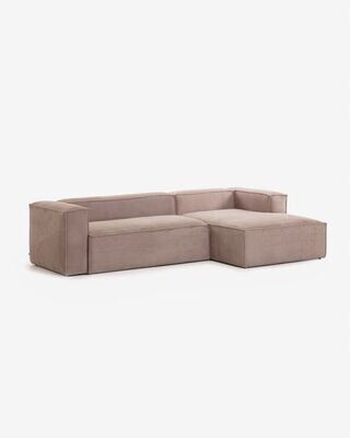 Sofá Blok 3 plazas chaise longue derecho pana gruesa rosa 300 cm