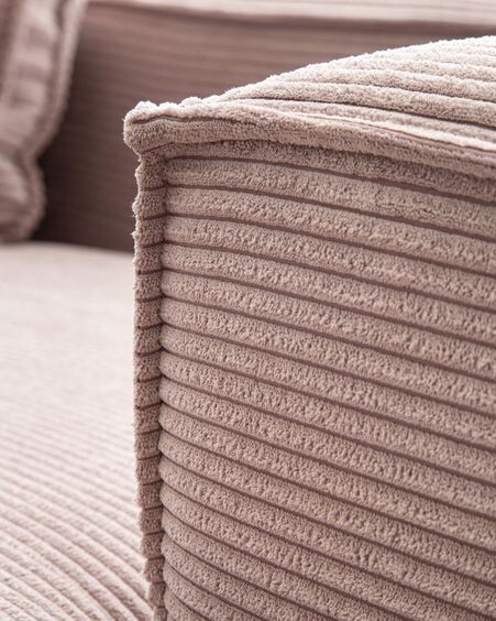 Sofá Blok 3 plazas chaise longue derecho pana gruesa rosa 300 cm