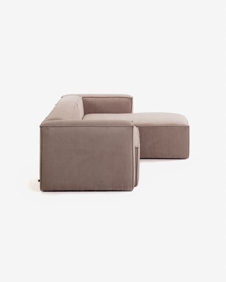 Sofá Blok 3 plazas chaise longue derecho pana gruesa rosa 300 cm