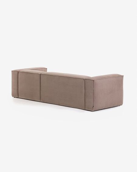 Sofá Blok 3 plazas chaise longue derecho pana gruesa rosa 300 cm