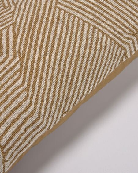 Funda cojín Devi 100% algodón rayas beige y marrón 30 x 50 cm