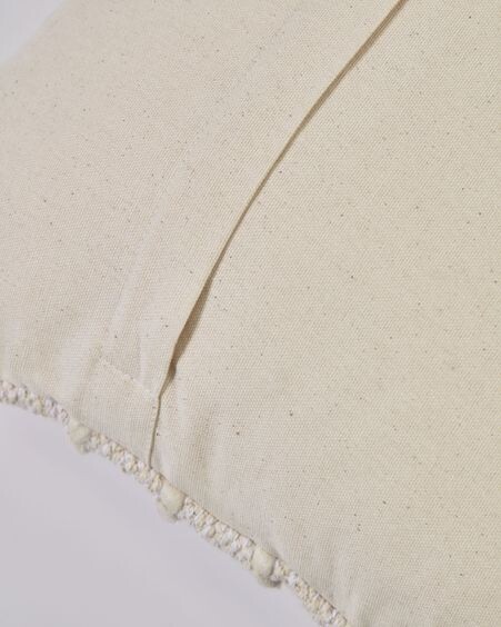 Funda cojín Akane de algodón y lana beige 45 x 45 cm