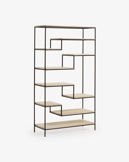 Estantería Push de madera maciza de mango y acero negro 100 x 180 cm