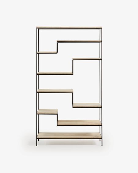 Estantería Push de madera maciza de mango y acero negro 100 x 180 cm