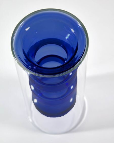 Jarrón Charlize de cristal azul  y transparente