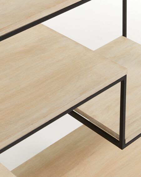 Estantería Push de madera maciza de mango y acero negro 100 x 180 cm